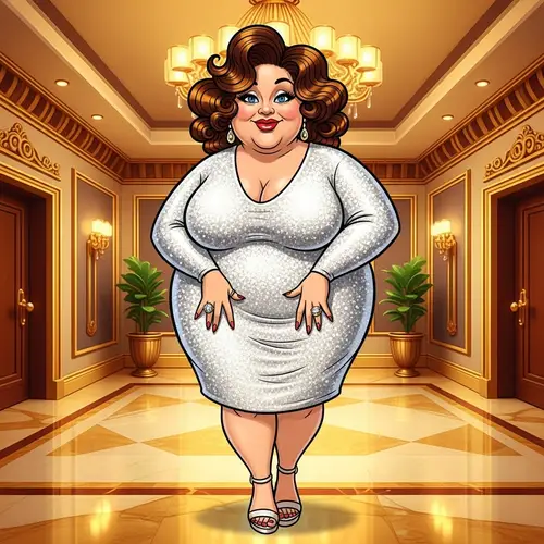 Rich Woman in Silver White Gold Dress | Opulent Mansion - Pixar Themed