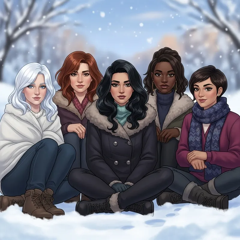 Stylish Winter Women with Various Hair Colors