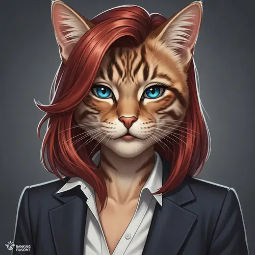 Ultra Realistic Cat-Human Banking Professional Art