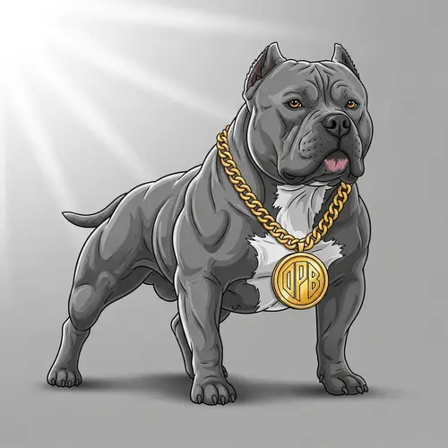 Gray American Bully Dog with DPB Necklace Illustration