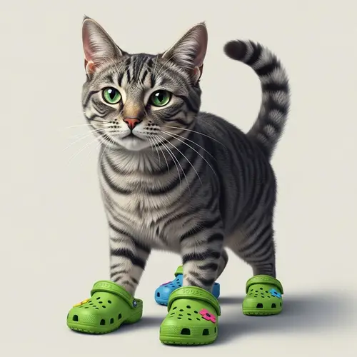 Cat Wearing Colorful Crocs: A Whimsical Delight