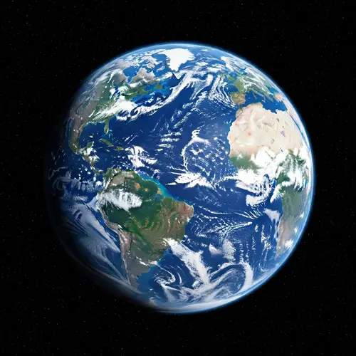 Earth from Space: Vibrant Blue, Green & White Hues