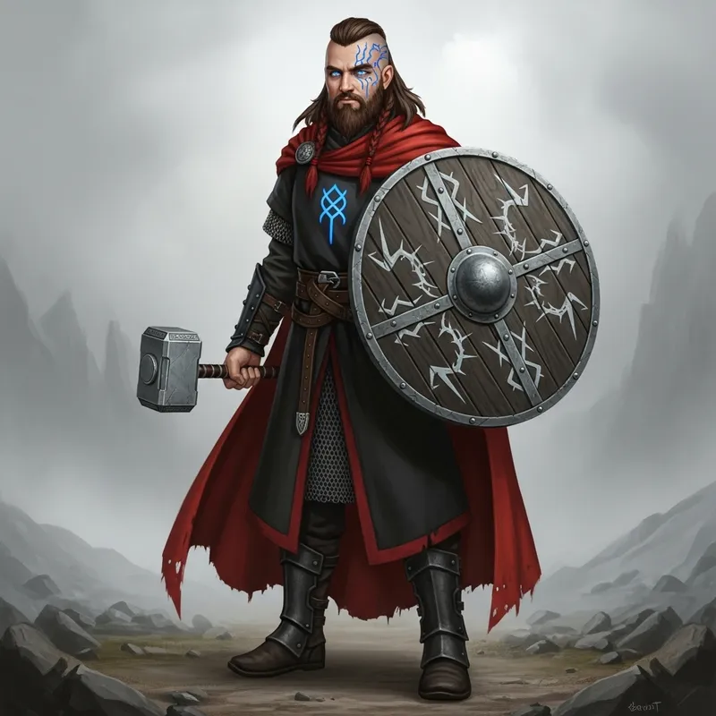 Mighty Norse Warrior with Brown Mohawk and Ice Blue Eyes