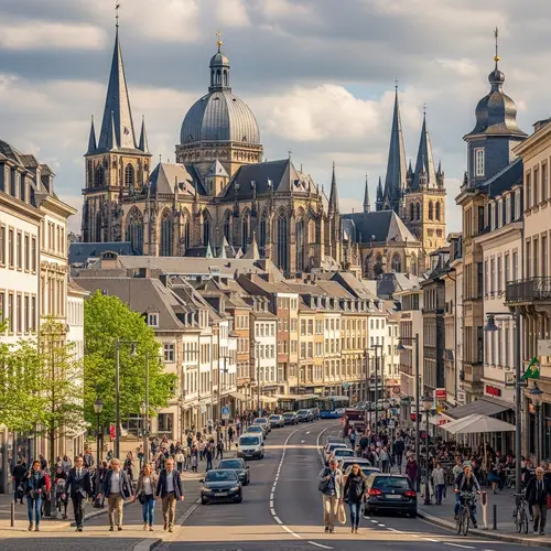Aachen, Germany Cityscape: Historical Gothic Architecture