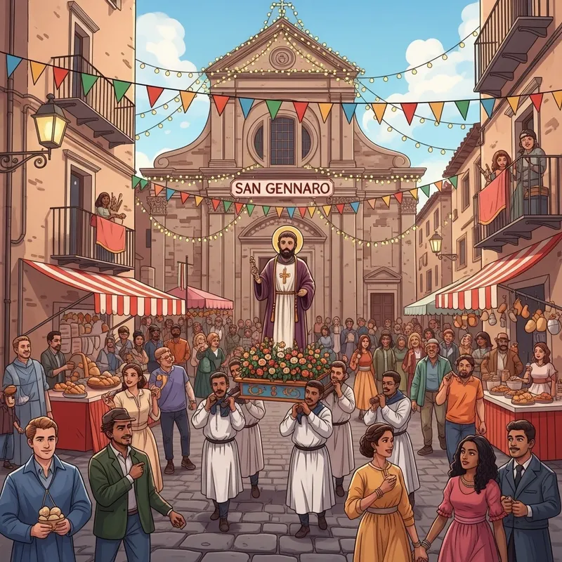 Feast of San Gennaro Celebration Illustration - Festive Gathering
