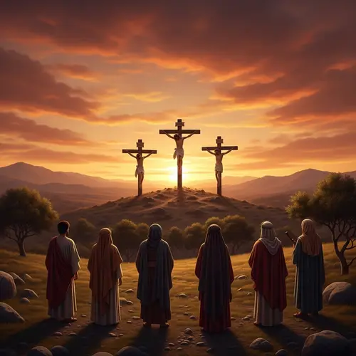 Ancient Israeli Crucifixion Scene with Diverse Figures