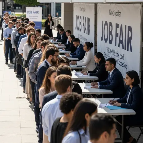 Diverse Job Seekers at Outdoor Recruitment Fair