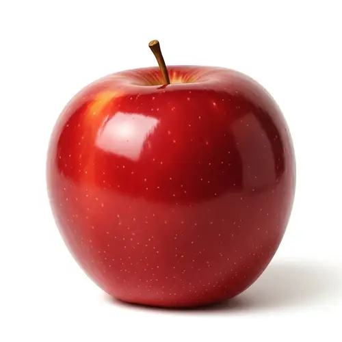 Ripe Red Apple Vector Image - Glossy and Symmetrical