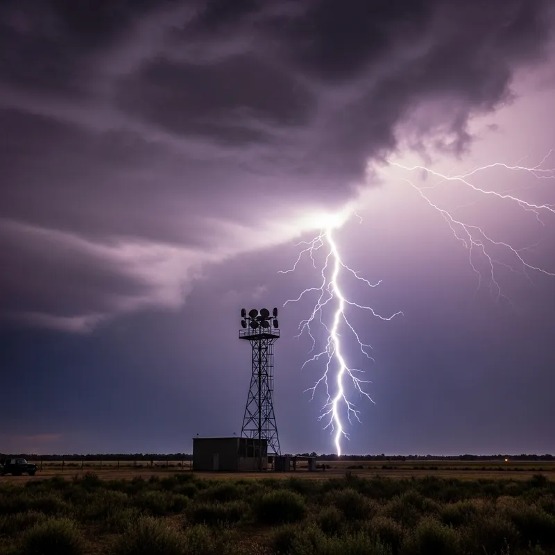 Lightning Strike: Spectacular Scene of Nature's Fury on Renewable Power Generator