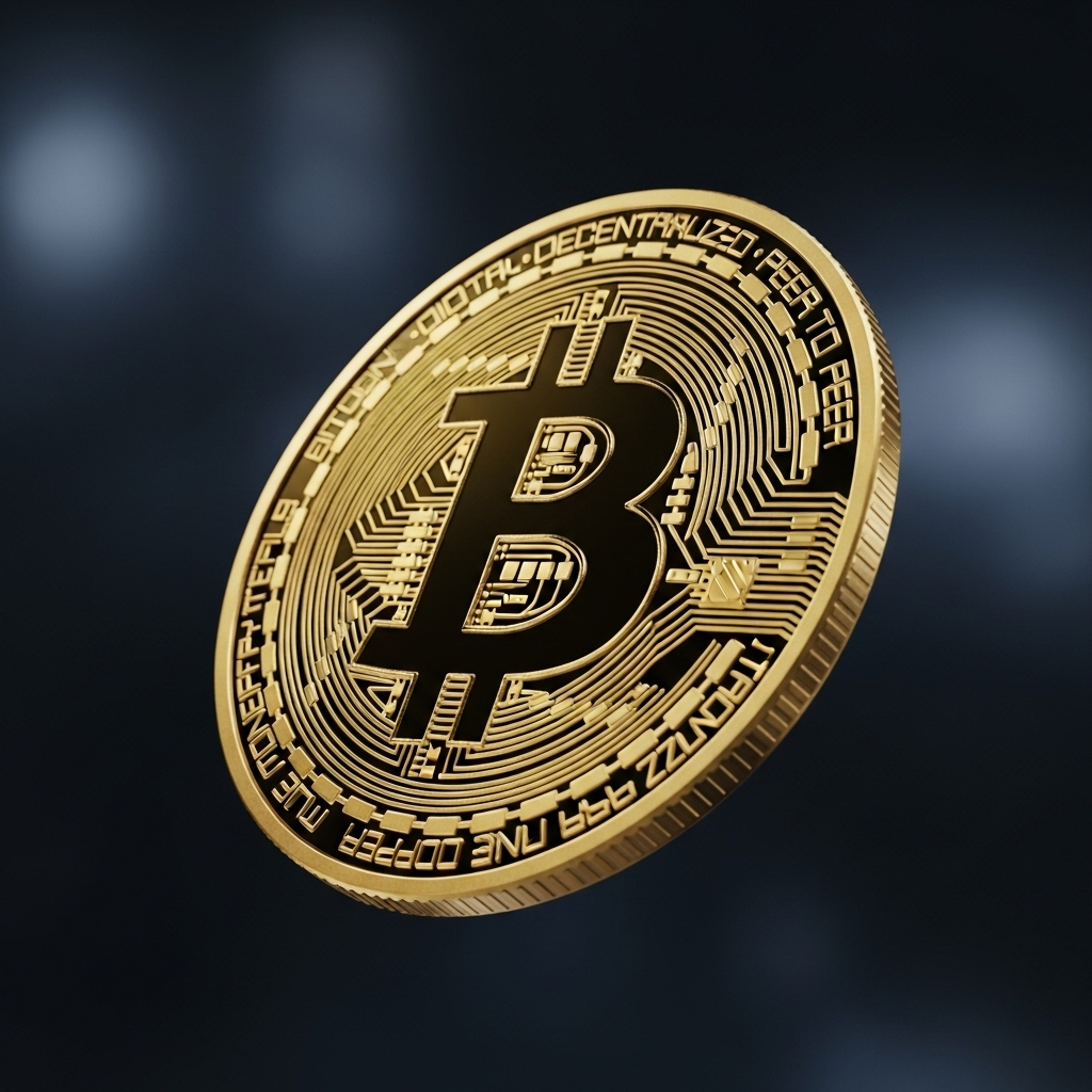 Golden Bitcoin Coin - Digital Currency Symbol | AI Art Generator |  Easy-Peasy.AI