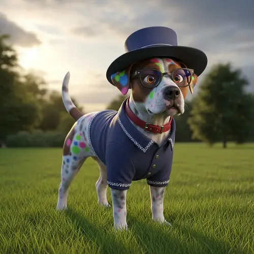 Endearing Dog with Vibrant Colored Spots | Playful Nature