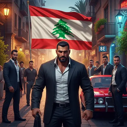 Gritty Mafia Setting in Lebanon with Strong Characters and Lebanese Flag