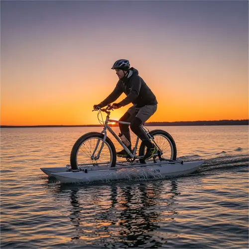 Unique Water Cycling Experience at Vibrant Sunset