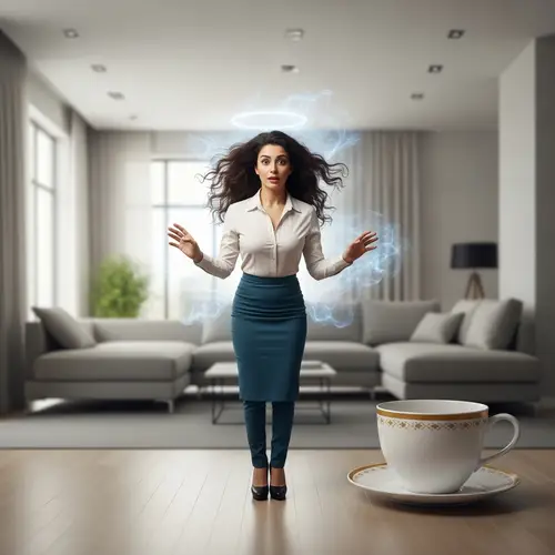 Magical Transformation of Middle-Eastern Woman in Living Room