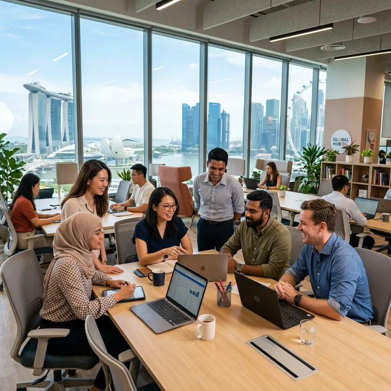 Modern Office in Singapore: Diverse Professionals at Work
