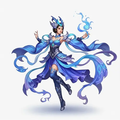 Breathtaking Fantasy Girl in Blue Costume