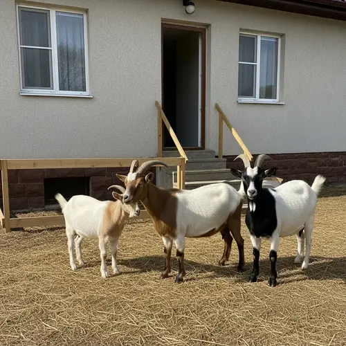 Goats in Yard: Natural Farm Animals