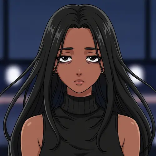Stylish South Asian Anime Girl with Long Black Hair