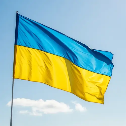 Ukrainian Flag Against a Clear Sky