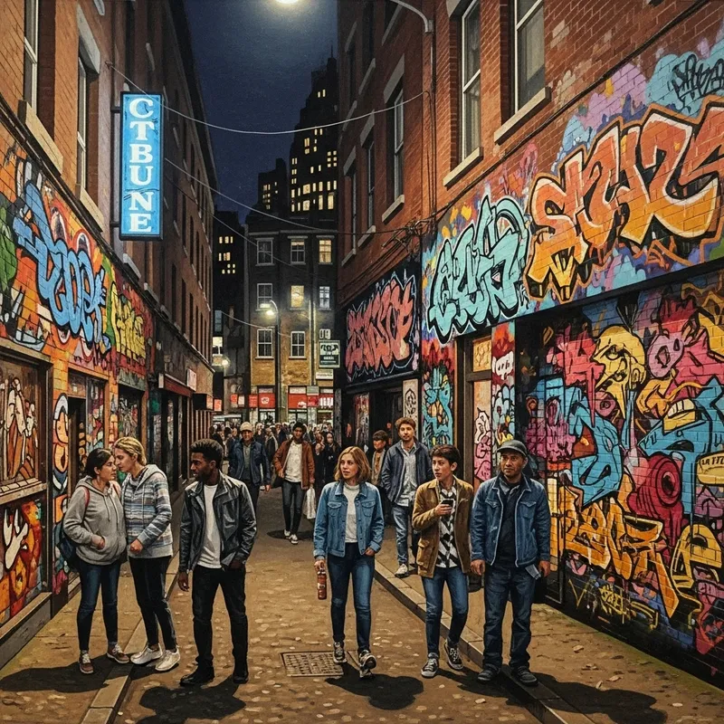 Graffiti Inspired City Streets at Night