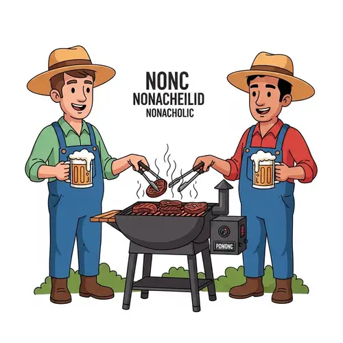 Cartoon Hillbillies BBQ on Pellet Grill & Drink Beer