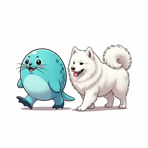 Charming Spheal and Samoyed Friendship | Whimsical Aquatic Encounter