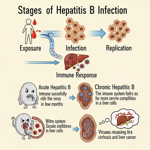 Stages of Hepatitis B Infection: Exposure, Infection, Replication, Immune Response