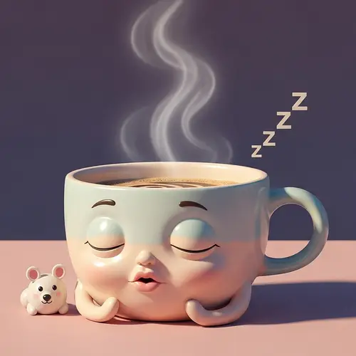 Quirky and Cute Ceramic Sleepy Coffee Mug - Pastel Color Palette