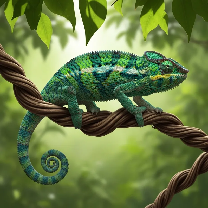 Captivating Chameleon in Lush Greenery