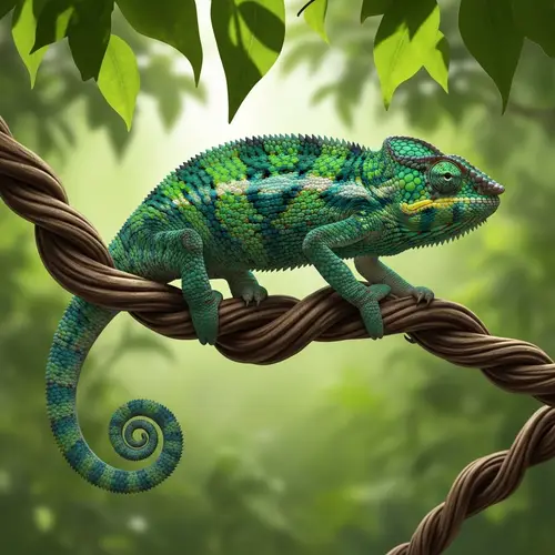 Captivating Chameleon in Lush Greenery