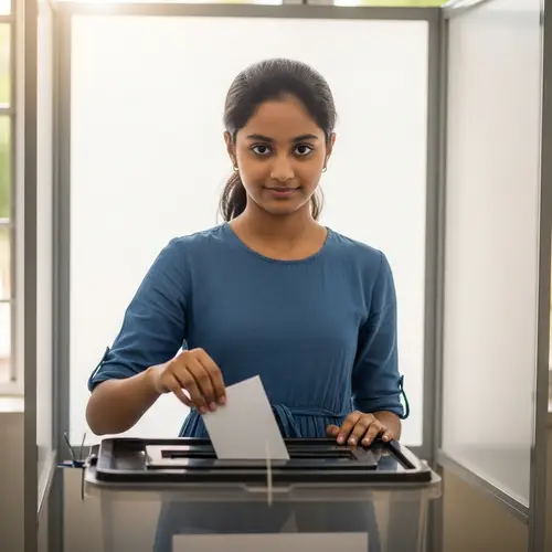 South Asian Girl Voting Booth - Engaging in the Democratic Process