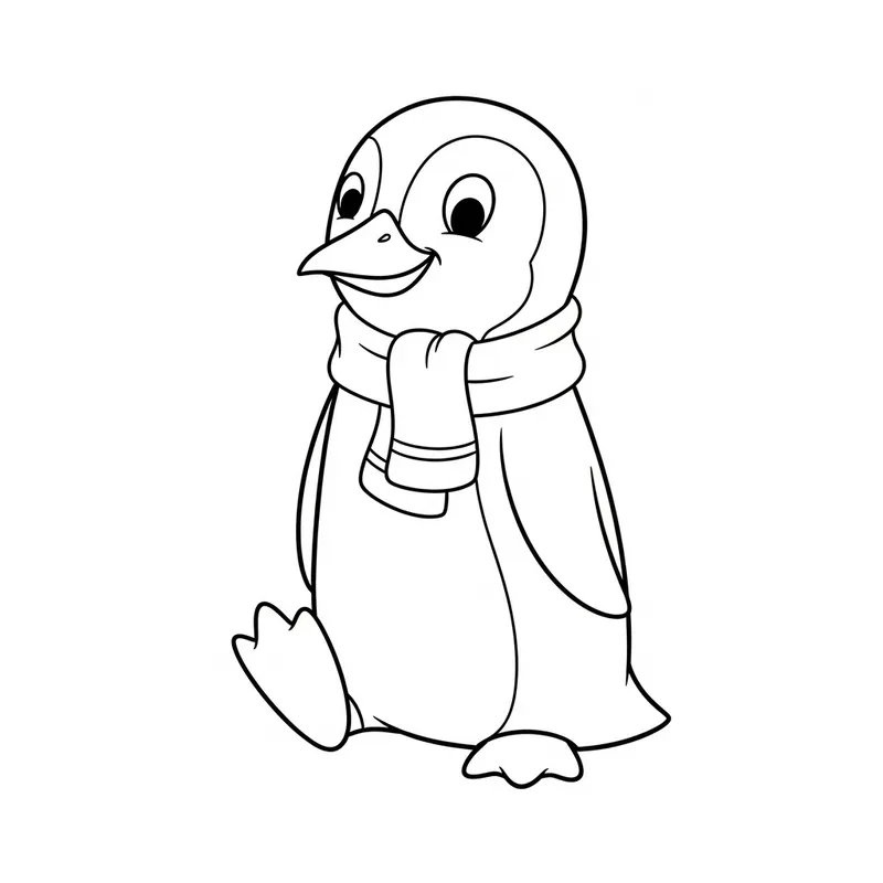 Funny Penguin Cartoon for 3-Year-Olds - Classic Children's Book Style