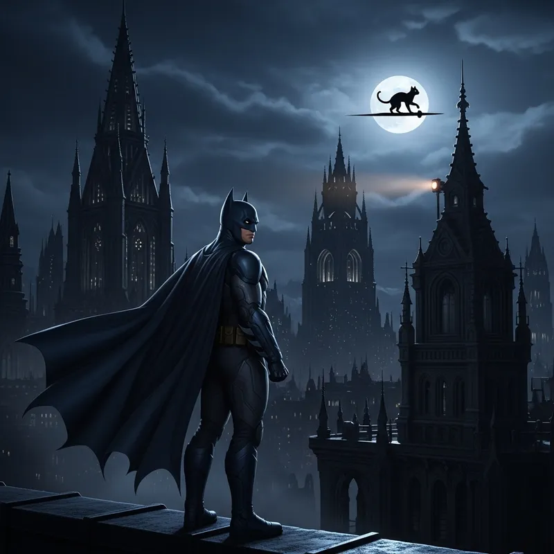 Gothic Style City with Original Hero - Night Scene Video