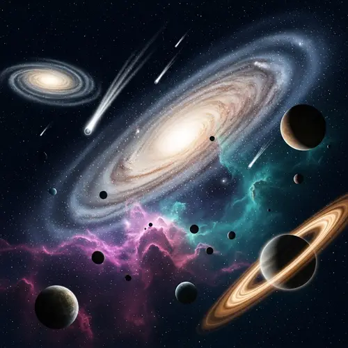 Abstract Universe: Swirling Galaxies, Twinkling Stars