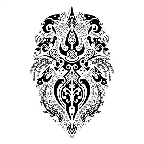 Intricately Detailed Tinguian Tribal Tattoo Design