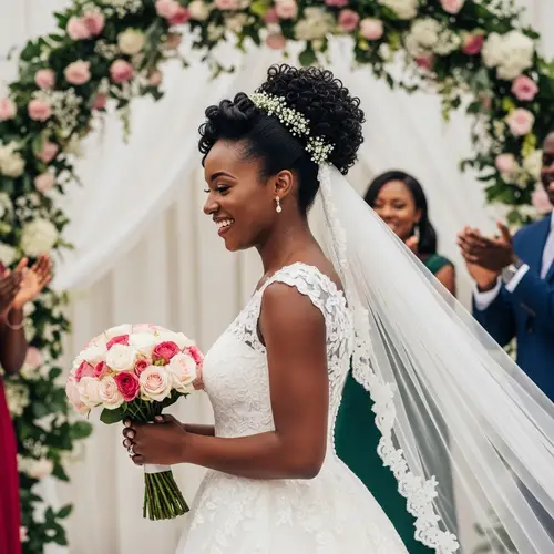 Joyful Wedding Scene with Beautiful Black Bride