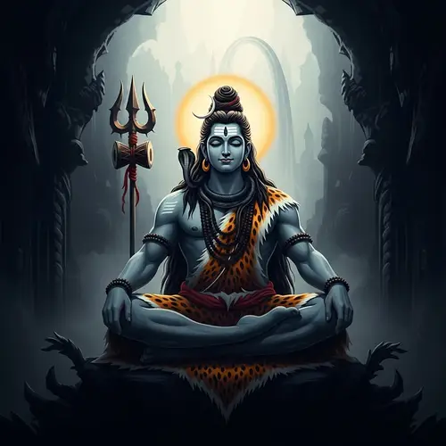 Divine Illustration of Lord Shiva in Mystical Setting