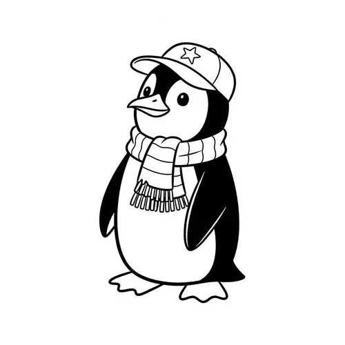 Humorous Penguin Coloring Illustration for Kids