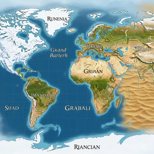 Fantasy World Map: Snow, Sand, and Rivers