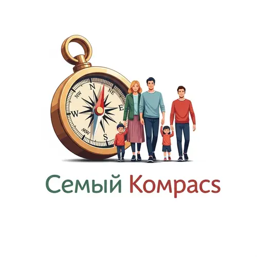 Family Compass - Support Center Logo Design with Compass and Russian Family