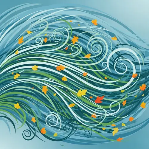 Dynamic Wind Art in Blues and Greens