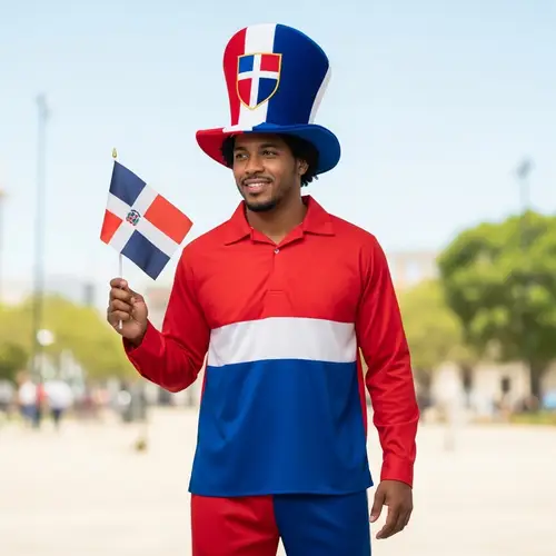 Dominican Man in Dominican Flag Colors