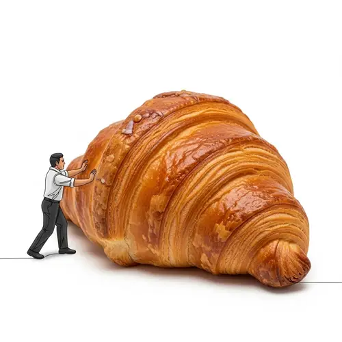 Intricate South Asian Man with Giant Croissant | Art Sculpture