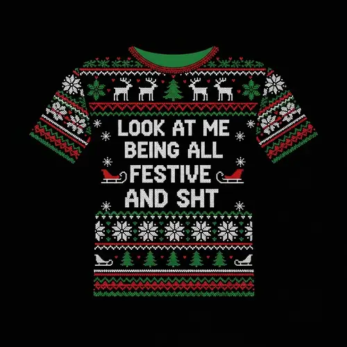 Festive Holiday Sweater Inspired Vector Illustration