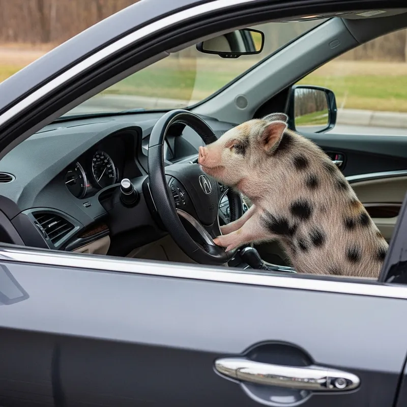 Juliana Pig Drives a Dark Grey Acura MDX Adventure