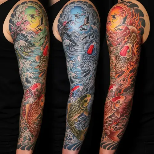 Hyperrealistic Japanese Tattoo of Four Elements