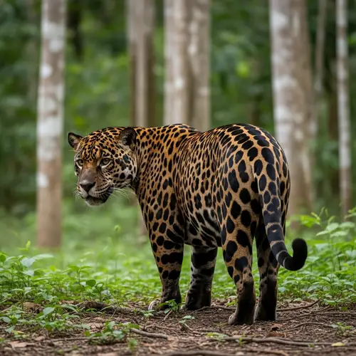 Black Jaguar in Amazon Jungle Walking Away | Majestic Wildlife Scene