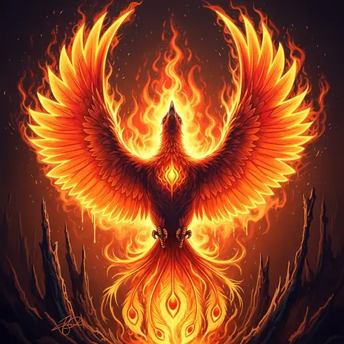 Abstract Phoenix Rising: Symbol of Rebirth and Renewal