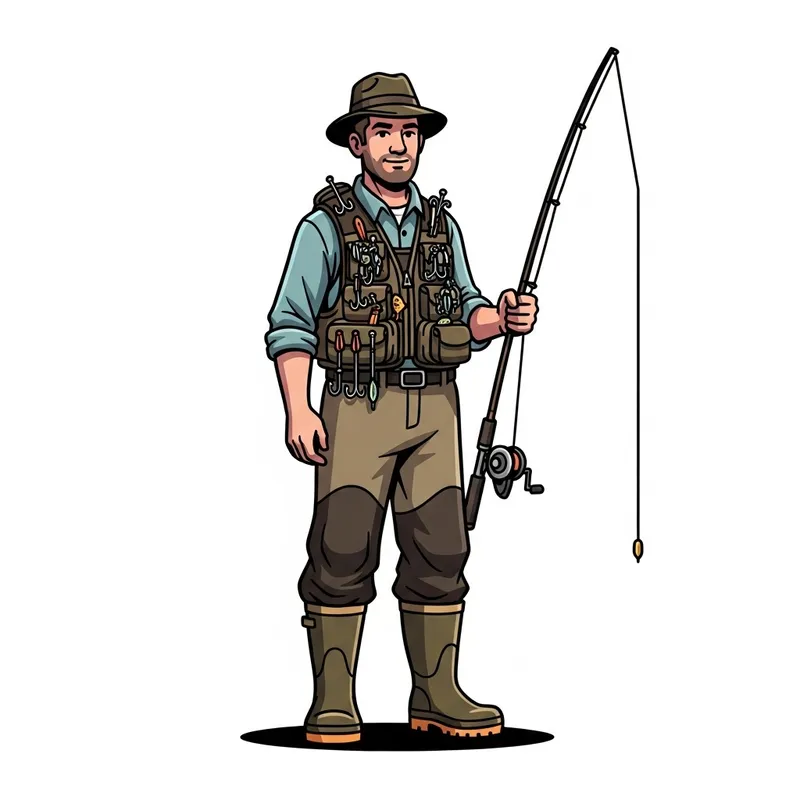 Vibrant 2D Cartoon Fisherman Character Illustration Vibrant 2D Cartoon Fisherman Character Illustration