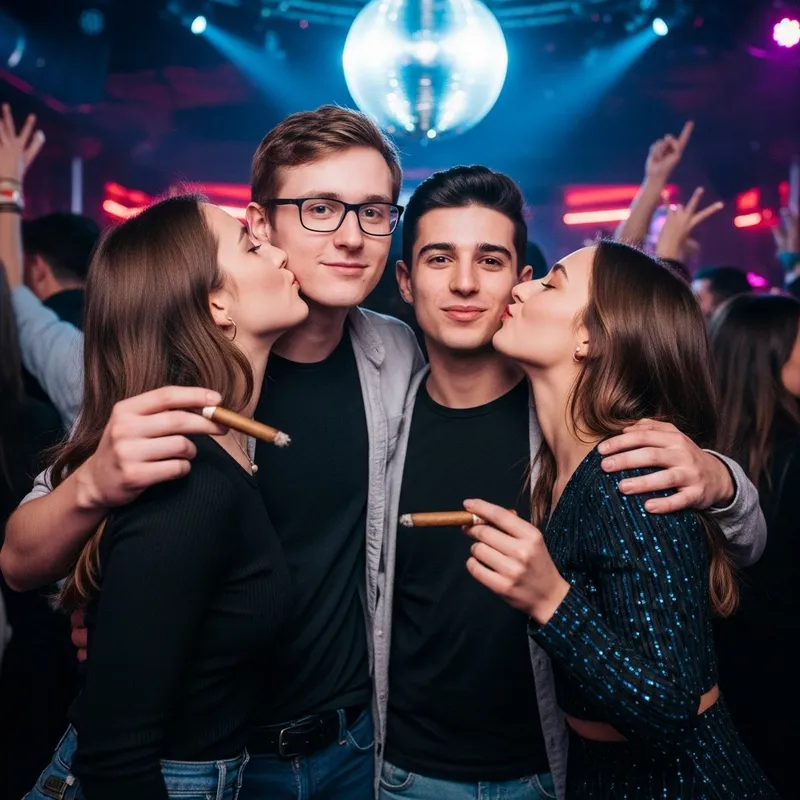 Sheldon and Leonard Kiss Girls in Club with Blunts | Vibrant Nightlife